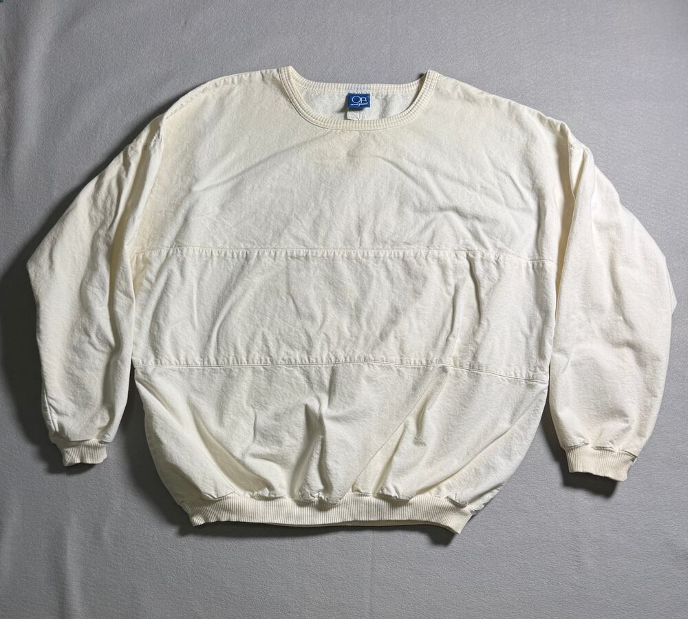 Ocean Pacific OP Cream Blank Vintage 1980's Sweatshirt Oversized Size XL
